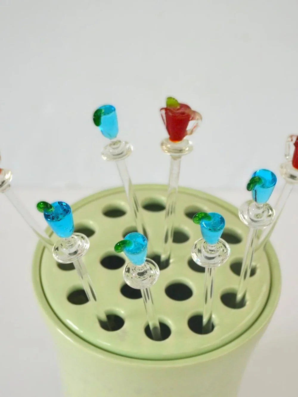 Glass Cocktail Stirrers Swizzlers Multicolor Barware